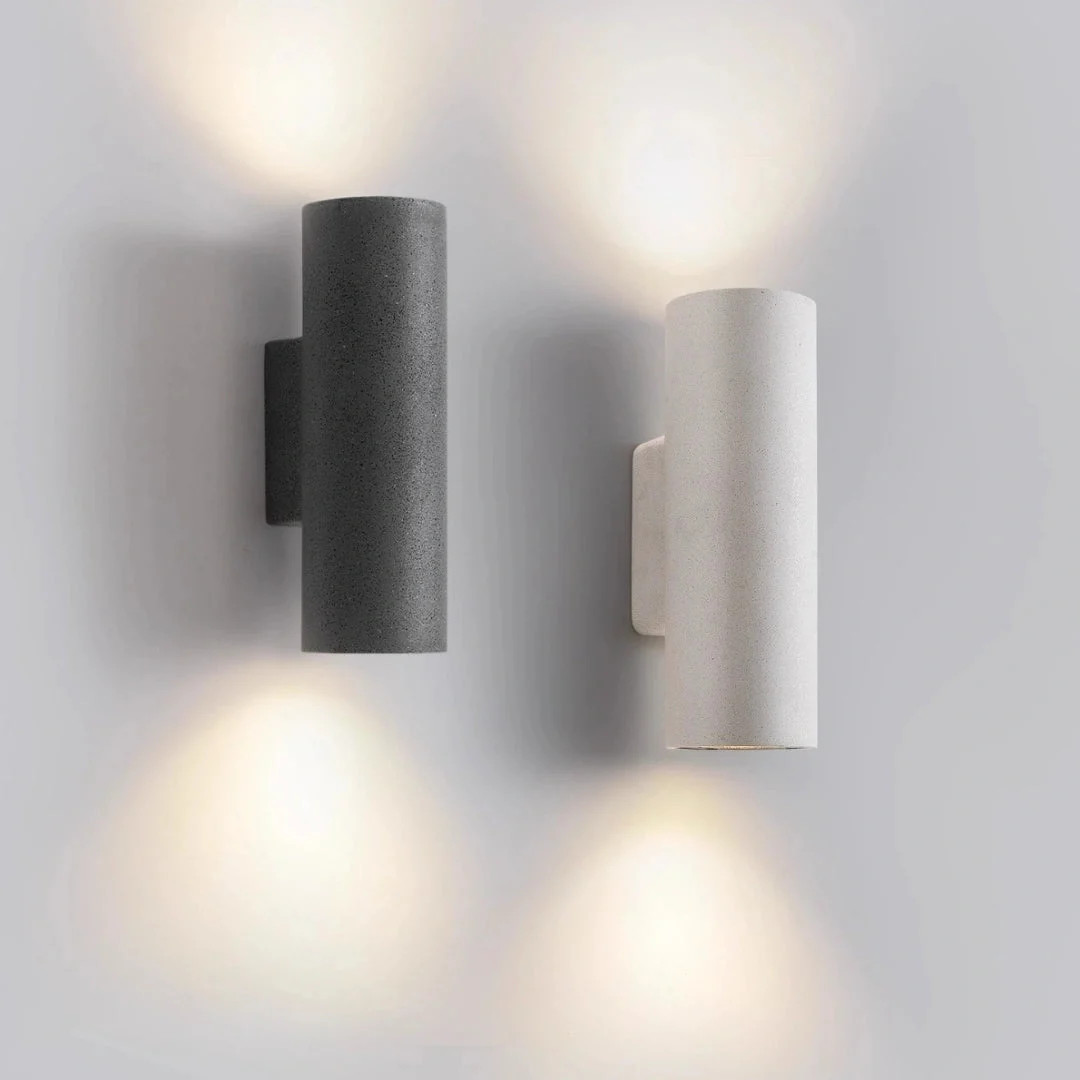 Aplique de pared exterior bidireccional cilíndrico de cemento moderno IP65