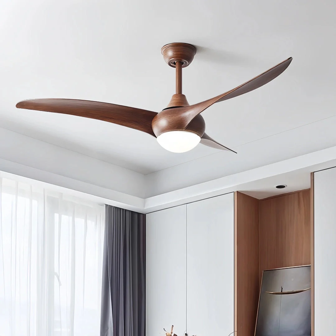 Ventilador de techo con luz 3 aspas moderno LED silencioso motor DC modo verano invierno para salon