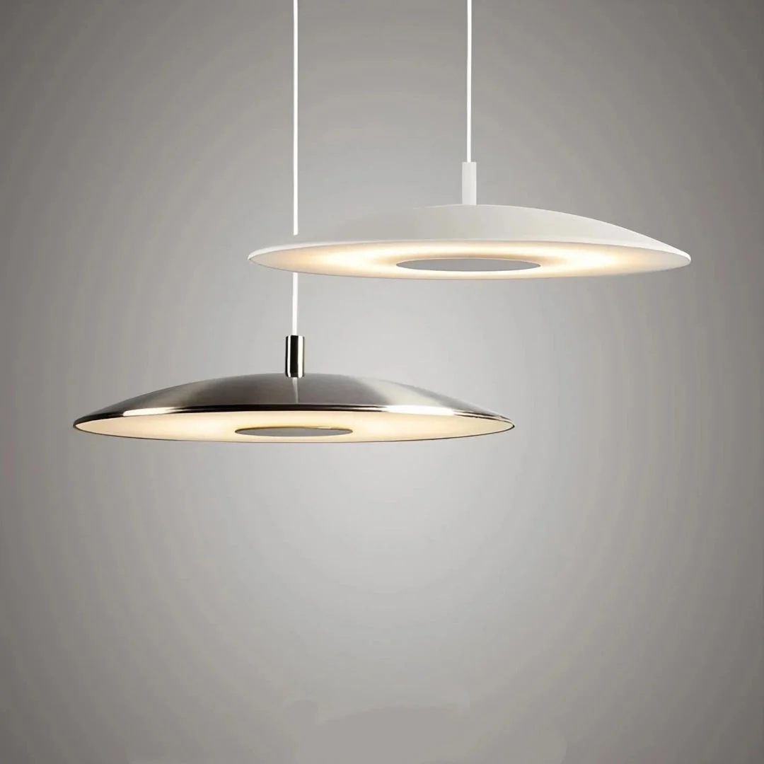 Lámpara colgante moderna LED regulable tipo plato para comedor