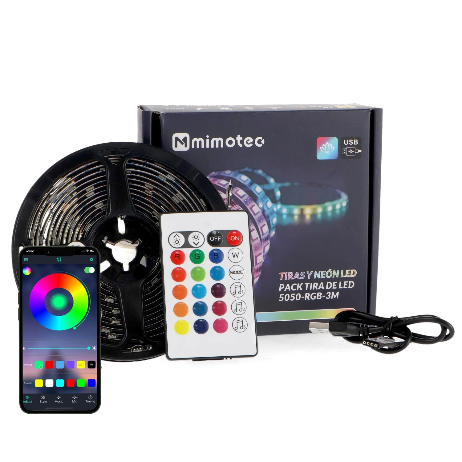 Pack Tira de LED UBS 5V 5050 RGB – 3 Metros IP20