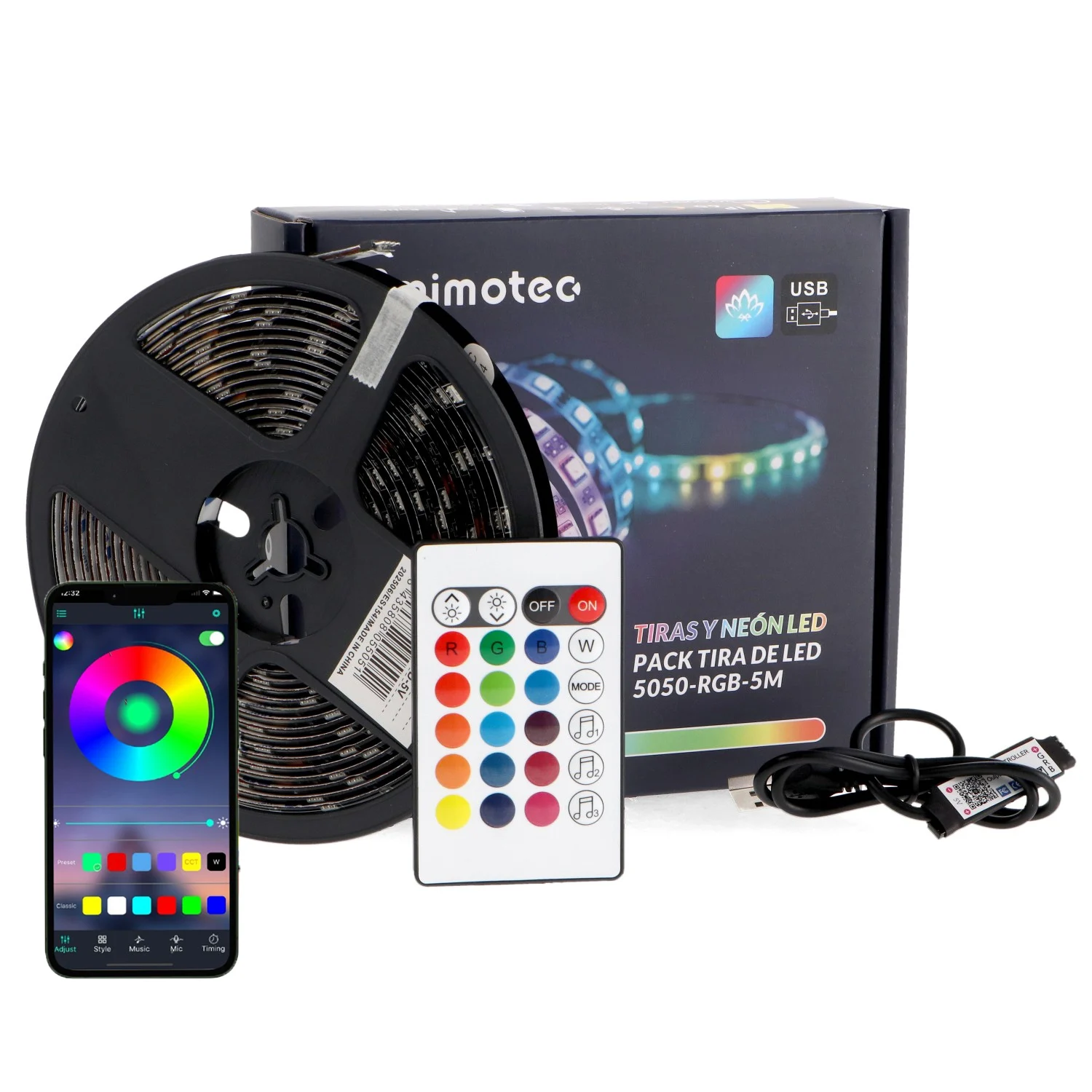 Pack Tira de LED UBS 5V 5050 RGB – 5 Metros IP20