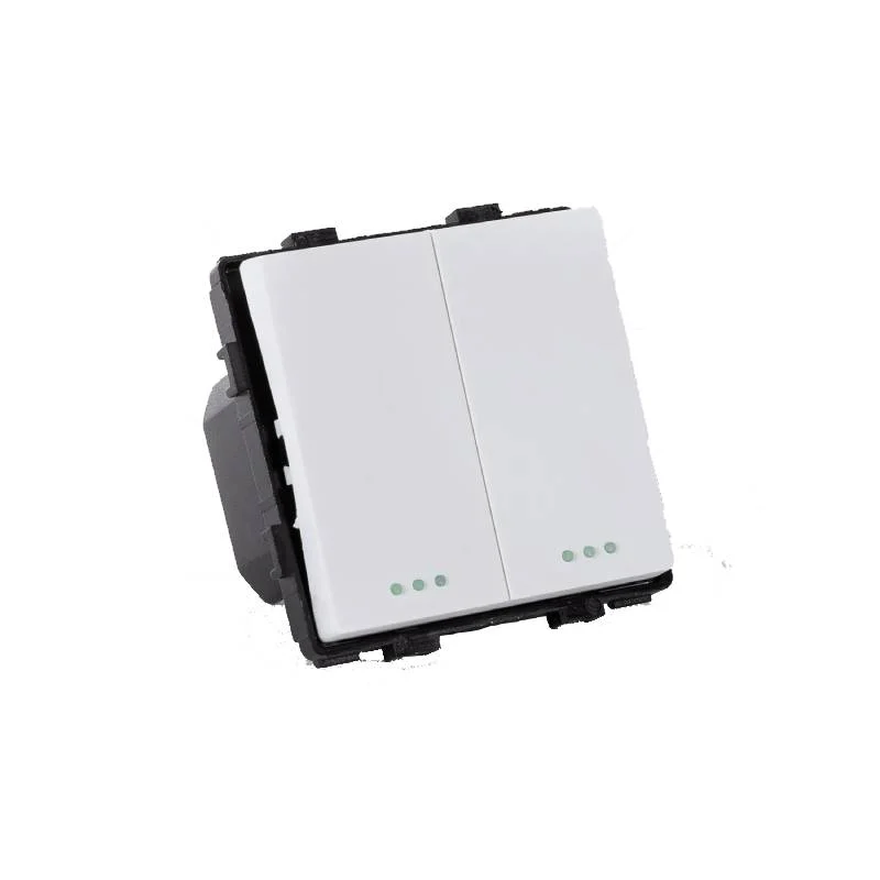 Interruptor Pulsador Empotrable Doble Blanco Serie Modern