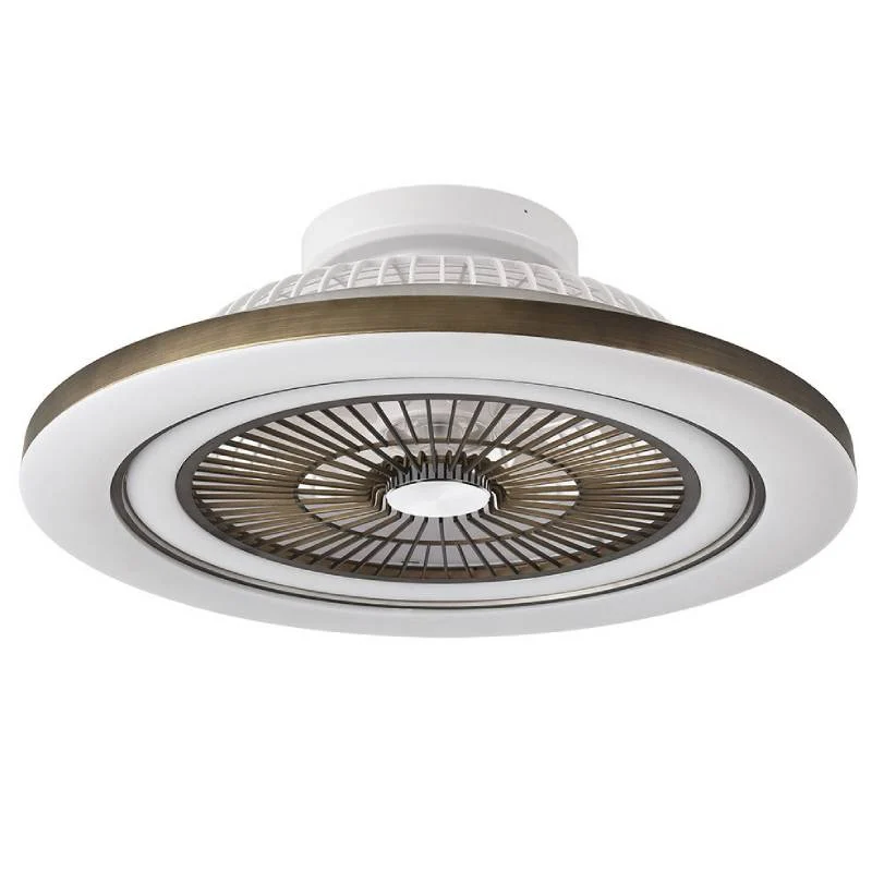 Ventilador de Techo LED 72W Blanco/Cuero Motor DC Regulable CCT Verano/Invierno con Mando a Distancia y Memoria de Color