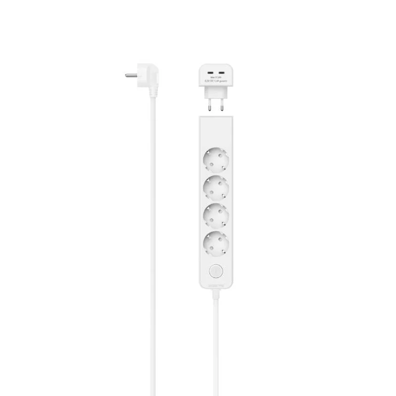 Regleta Ladrón de 5 enchufes + 2 Tomas USB-C 17W con Interruptor Blanca (1,4 Metros)