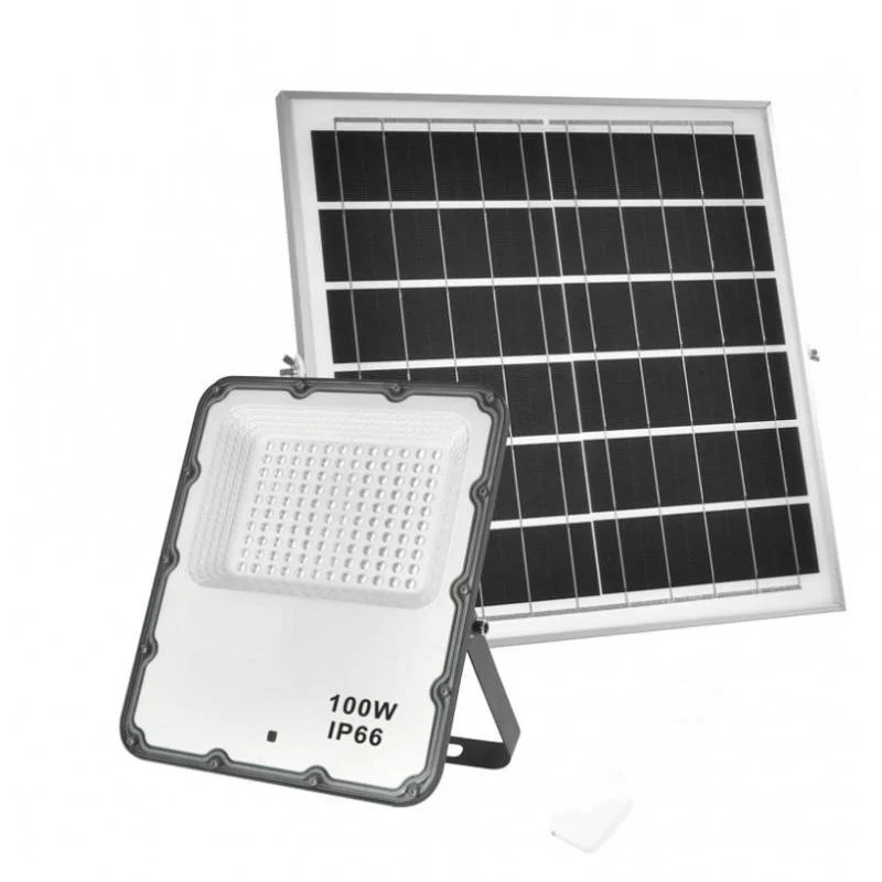 Foco Proyector LED Solar ECO Profesional 100W IP66 con Sensor Crepuscular / Movimiento con Control Remoto