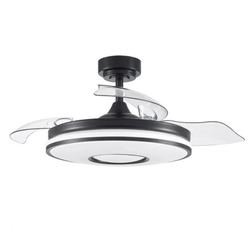 Ventilador de Techo LED Negro 72W  Metal / ABS / Policarbonato Motor DC con Temporizador Mando a Distancia Palas Retráctiles  Verano e Invierno