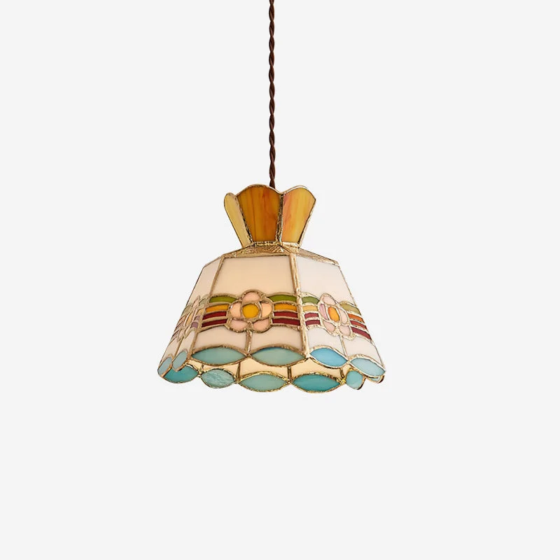 Tiffany Lámparas Colgantes Retro de Cristal Florales