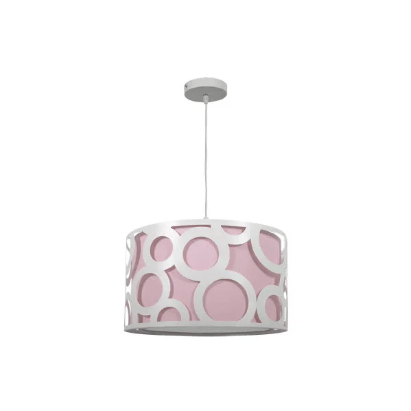 Lámpara Colgante Rosa / Blanco   Metal / Textil 1xE27