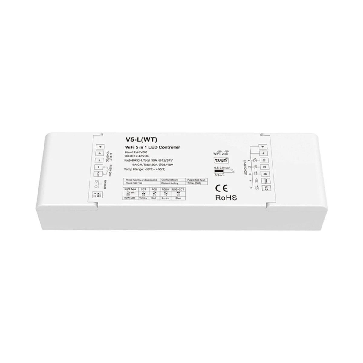 Controlador Monocolor/CCT/RGB/RGBW/RGB+CCT - 12-48V DC - WiFi+RF - TUYA - Skydance