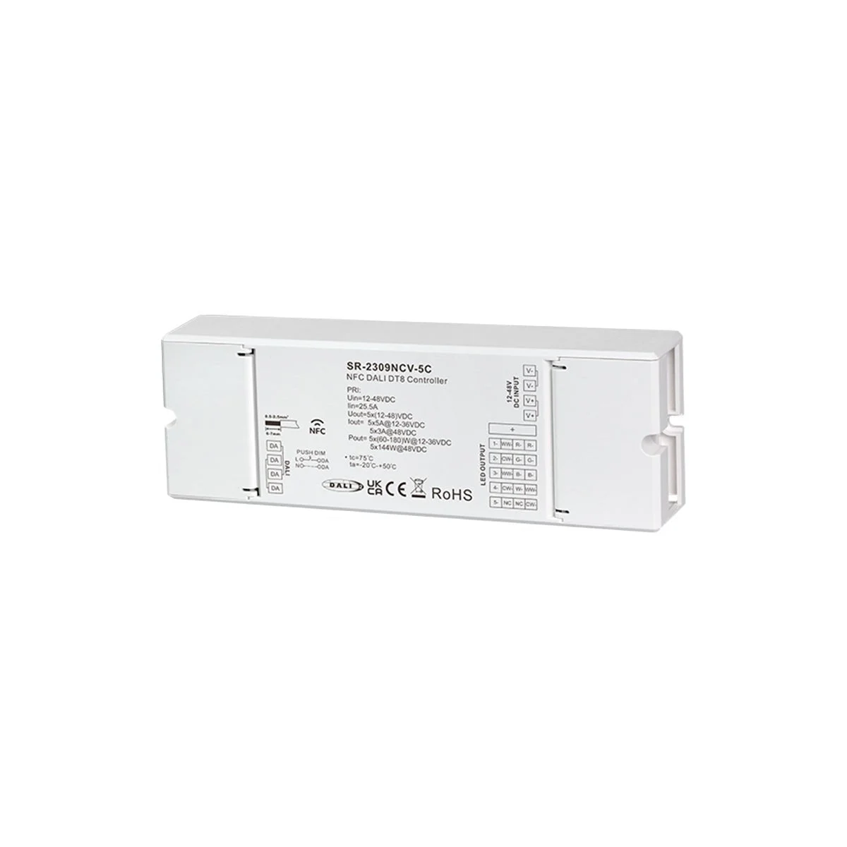 Controlador DALI DT6/DT8 NFC - 5 canales - MONO / CCT / RGB / RGBW / RGB+CCT - 12-48V