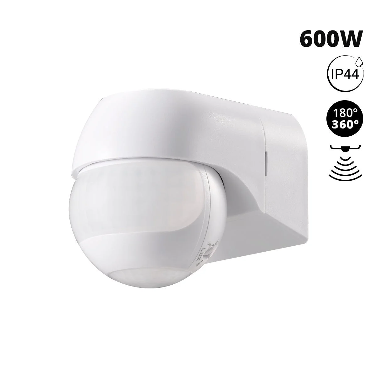 Sensor de movimiento PIR de pared - 180°/360° - 600W - IP44