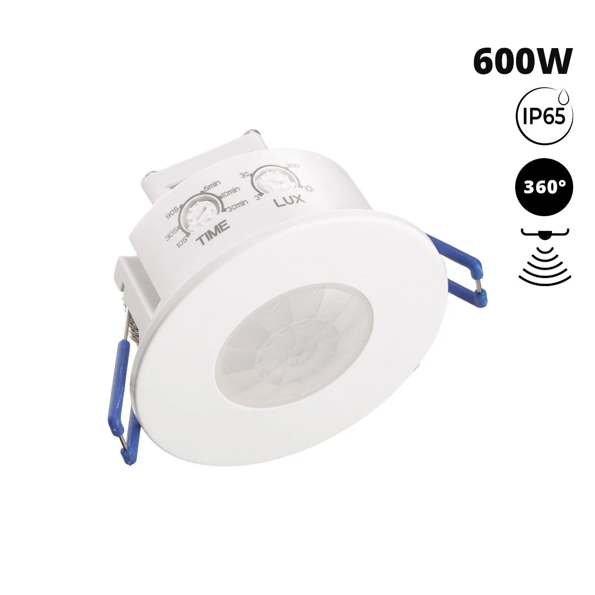 Sensor PIR de movimiento - Empotrable - 600W - 360° - IP65