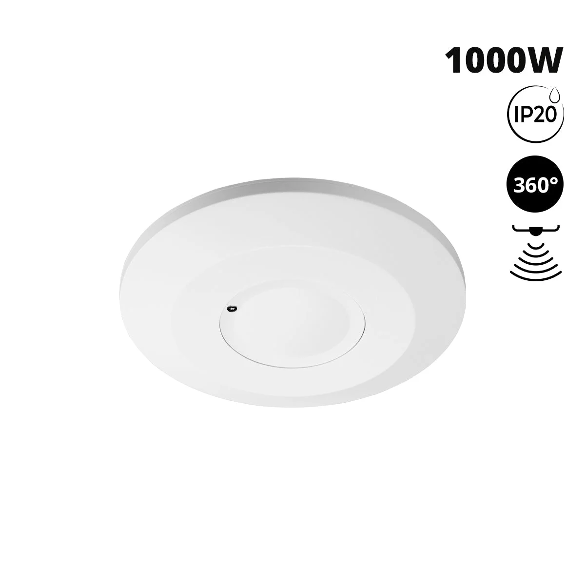 Sensor de movimiento microondas - Techos altos - 360º - 1000W - IP20