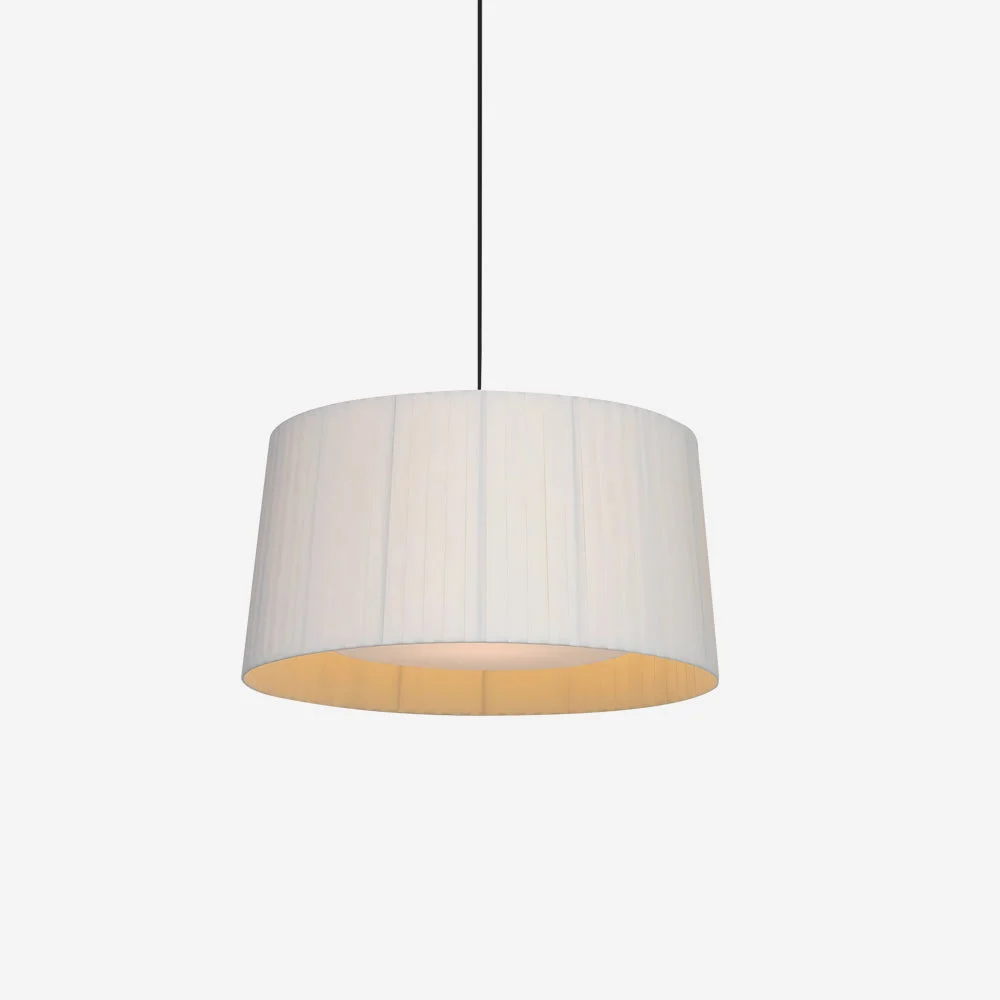 Lámpara Colgante Plisado Tela Tambor Negro Minimalista