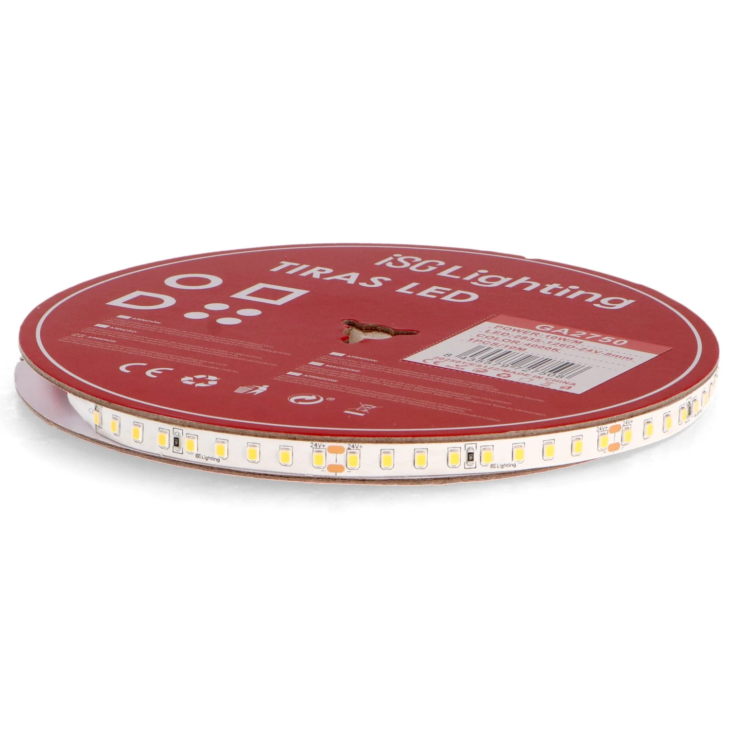 Tira LED 24V DC SMD2835 Hight Lumen IP20 10W/m – 10 Metros