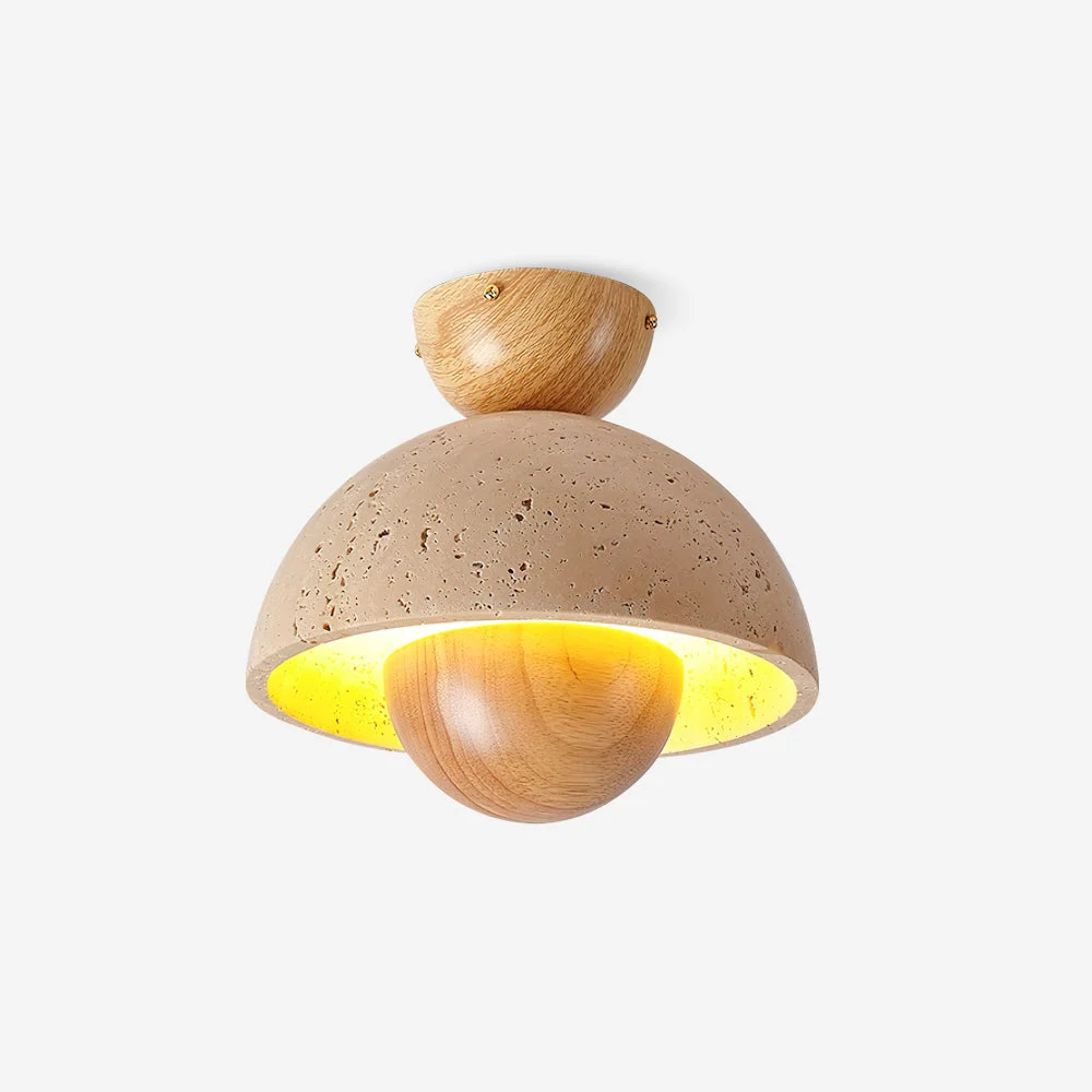 Cavora Luz Techo Minimalista Travertino y Madera
