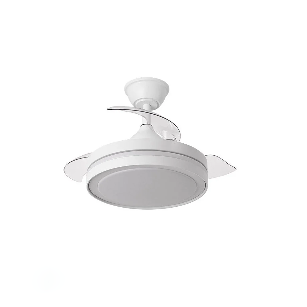 Ventilador de Techo LED Blanco 44W  Metal / ABS / Policarbonato Motor DC Temporizador Mando a Distancia Palas Retráctiles  Verano e Invierno