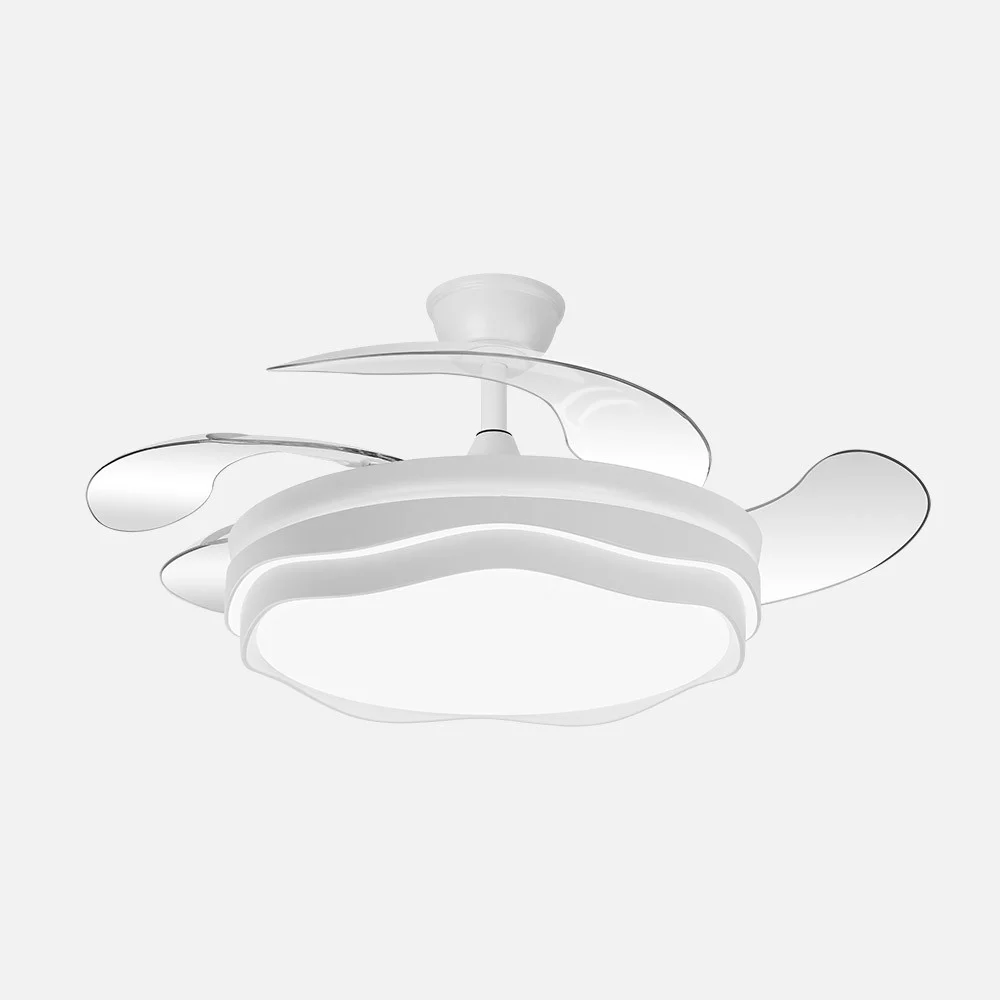 Ventilador de Techo LED Blanco 59W Metal / ABS / Policarbonato Motor DC Temporizador Mando a Distancia Palas Retráctiles  Verano e Invierno
