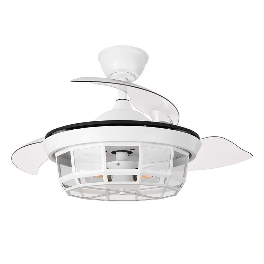 Ventilador de Techo 3XE27 Blanco   ABS/Acrílico/Metal Motor DC Temporizador Mando a Distancia   Verano e Invierno