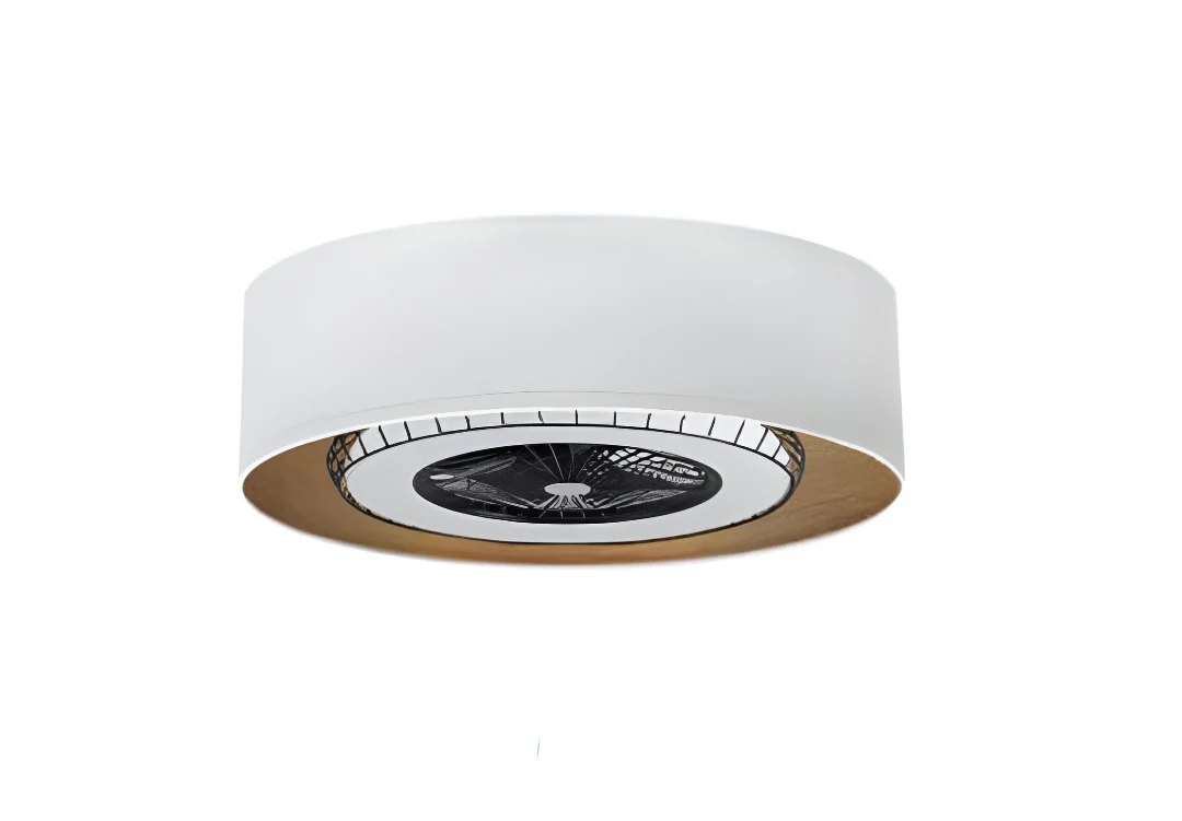 Ventilador de Techo LED Blanco / Madera Clara 72W  Metal / Textil / Policarbonato Motor DC con Temporizador Mando a Distancia Palas Retráctiles  Verano e Invierno