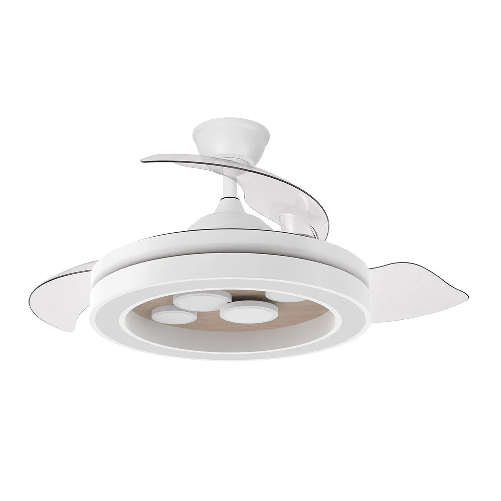 Ventilador de Techo LED Blanco/Haya 55W  Metal / ABS / Policarbonato Motor DC Temporizador Mando a Distancia Palas Retráctiles  Verano e Invierno