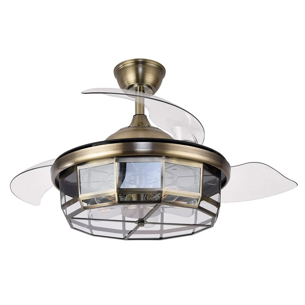 Ventilador de Techo 5XE27 Cuero ABS/Acrílico/Metal Motor DC Temporizador Mando a Distancia Verano e Invierno