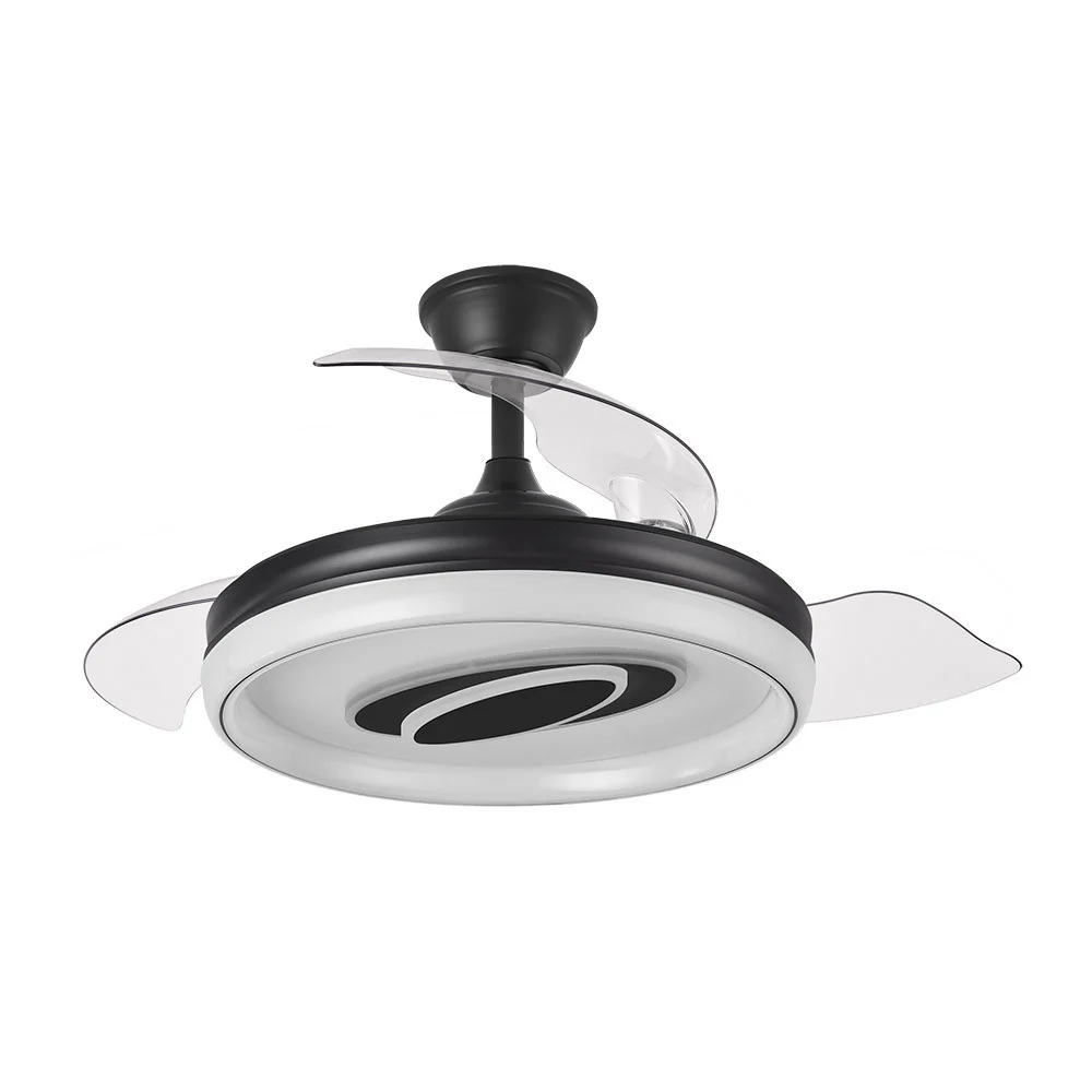 Ventilador de Techo LED Negro 57  Metal / ABS / Policarbonato Motor DC Temporizador Mando a Distancia Palas Retráctiles  Verano e Invierno