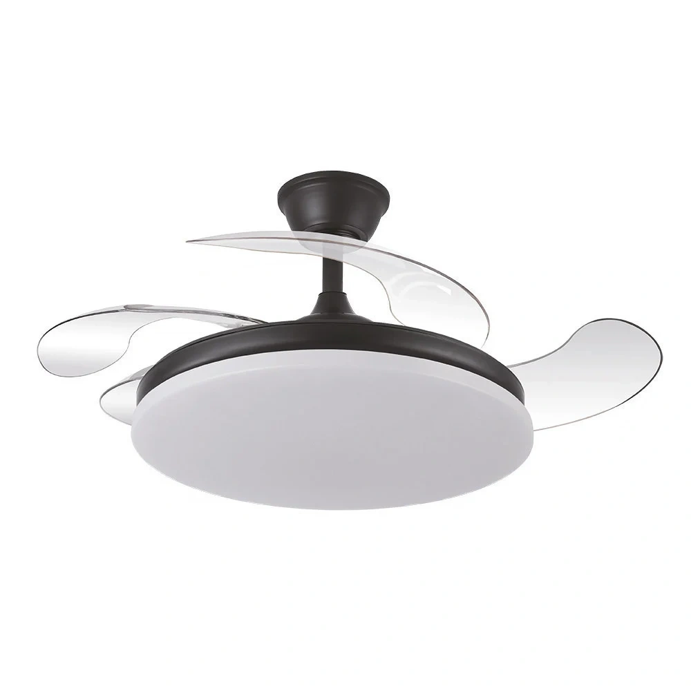 Ventilador de Techo LED Negro 59W  Metal / ABS / Policarbonato Motor DC Temporizador Mando a Distancia Palas Retráctiles  Verano e Invierno