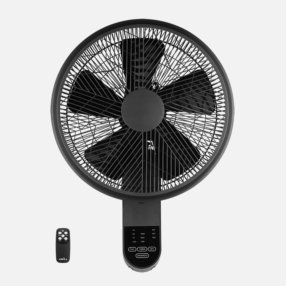 Ventilador de Pared Negro Metal/Pvc/Policarbonato Motor AC Temporizador Mando a Distancia
