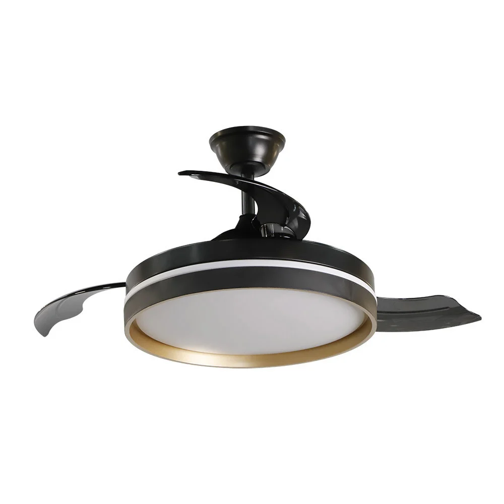 Ventilador de Techo LED Negro / Oro 72W  Metal / ABS / Policarbonato Motor DC Temporizador Mando a Distancia Palas Retráctiles  Verano e Invierno