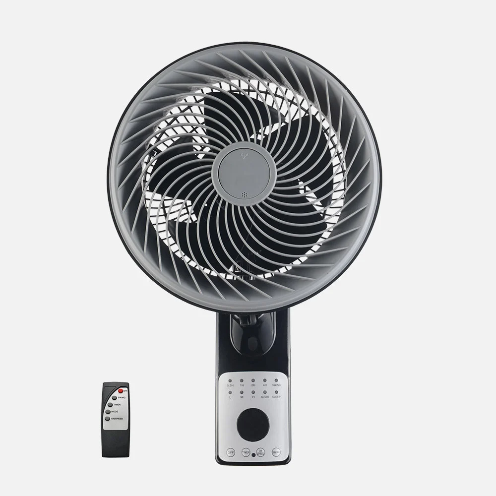 Ventilador de Pared Negro/Gris Metal/Pvc/Policarbonato Motor AC Temporizador Mando a Distancia