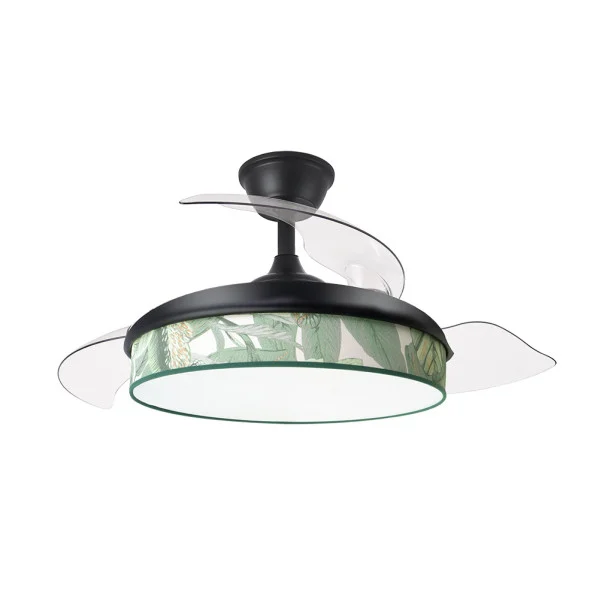 Ventilador de Techo LED Negro/Verde 72W   Motor DC con Temporizador Mando a Distancia Palas Retráctiles  Verano e Invierno