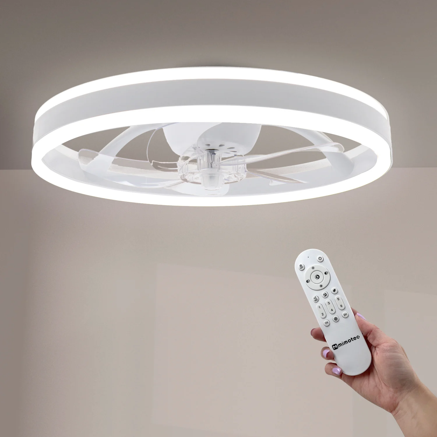 Ventilador de Techo LED Verona 51W Blanco DC Ultra Silencioso con Mando a Distancia y Palas Retráctiles Verano / Invierno