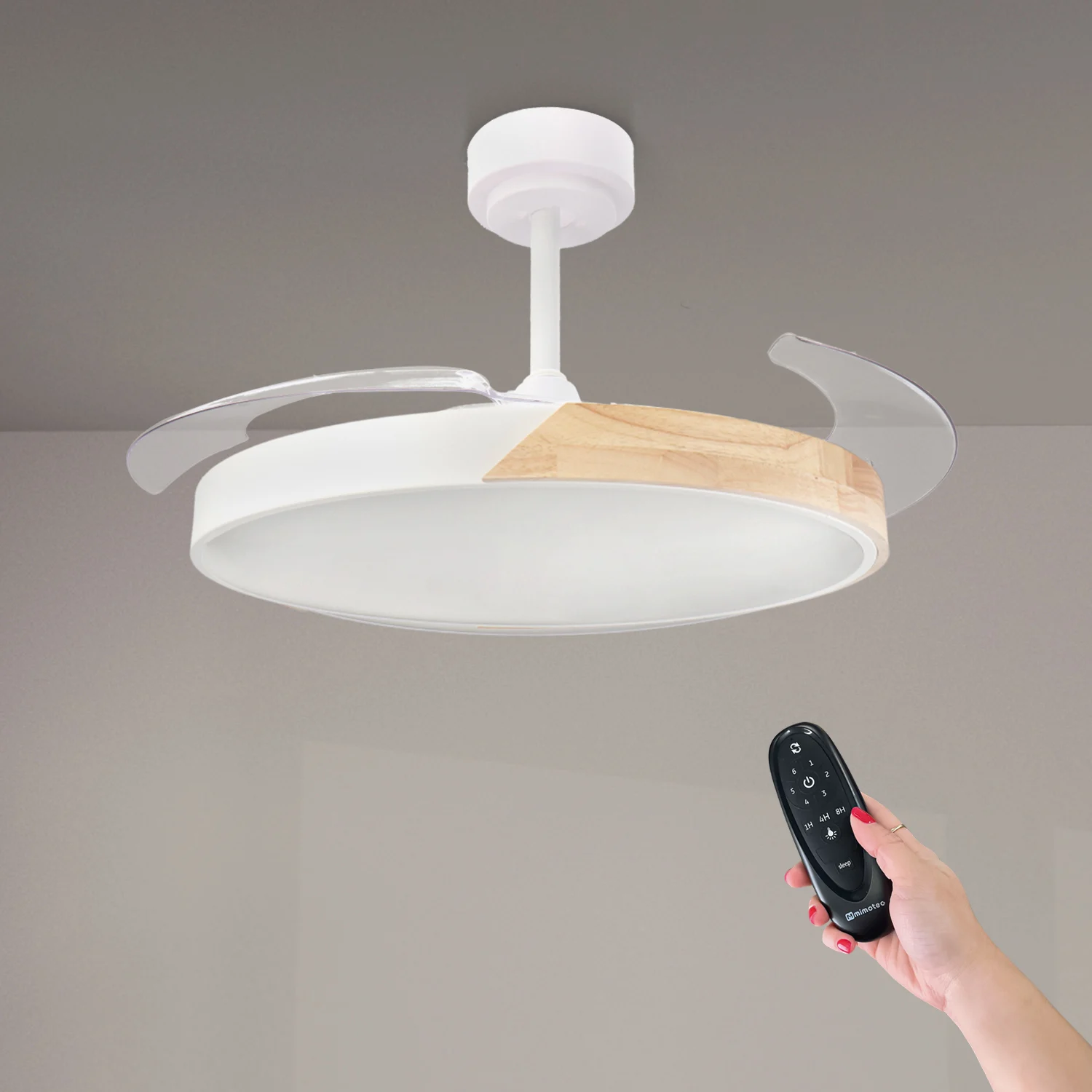 Reacondicionado – Ventilador de Techo LED EcoSlim Nature 66W Ø108 Blanco DC Ultra Silencioso con Mando a Distancia y Palas Retráctiles Verano / Invierno