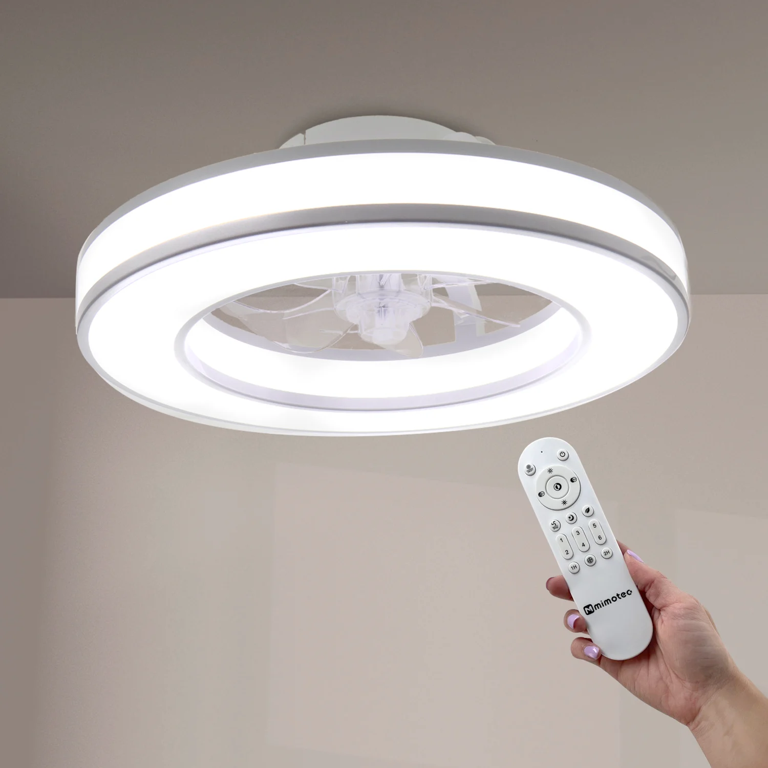 Ventilador de Techo LED Venecia 46W Blanco DC Ultra Silencioso con Mando a Distancia y Palas Retráctiles Verano / Invierno