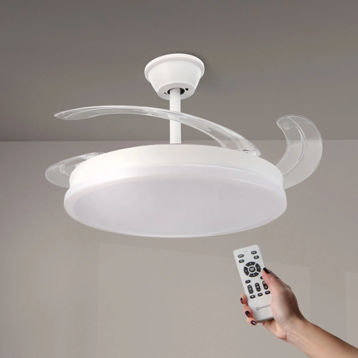 Reacondicionado – Ventilador de Techo LED 70W Blanco Otah IP20 DC Ultra Silencioso con Mando a Distancia y Palas Retráctiles Verano / Invierno