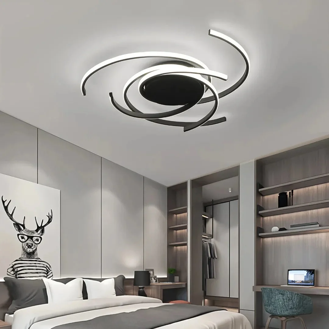 Lámpara de techo espiral de diseño moderno LED regulable para dormitorio