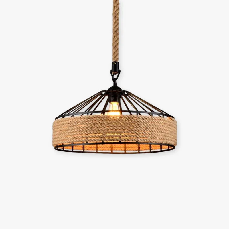 Silva Vintage Redonda Metal/Cuerda Lámpara Colgante Marrón