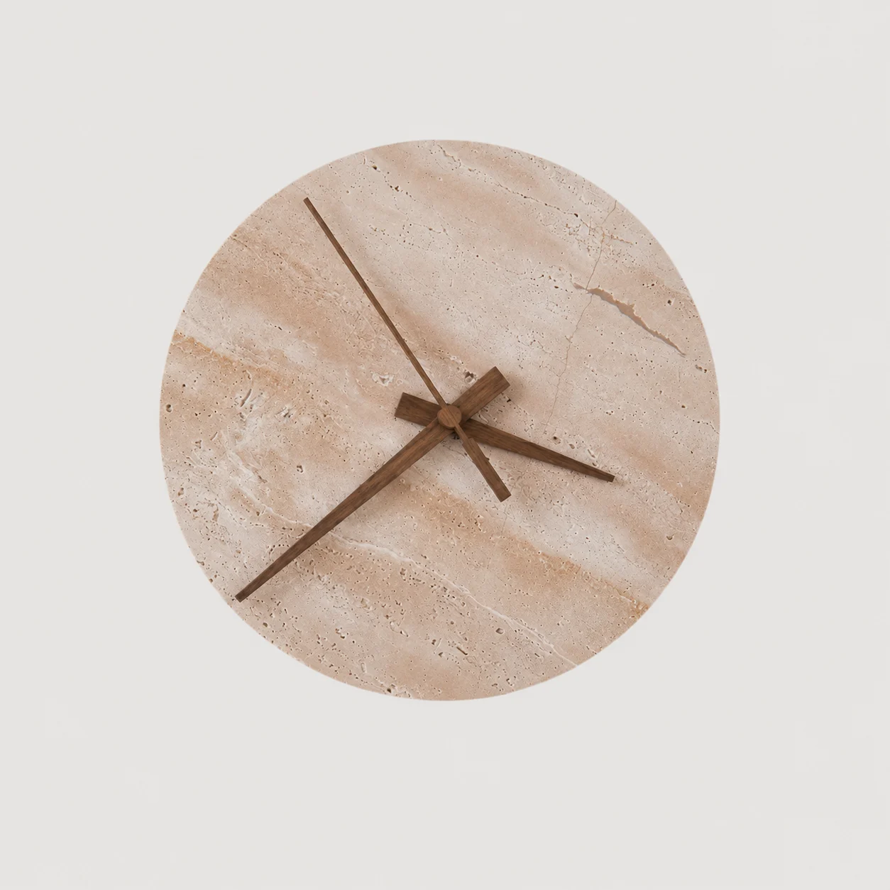 Ylven - Lámpara de Pared con Reloj de Travertino Beige y Luz LED Integrada – Aplique Pared Minimalista para Baño y Espacios Exteriores