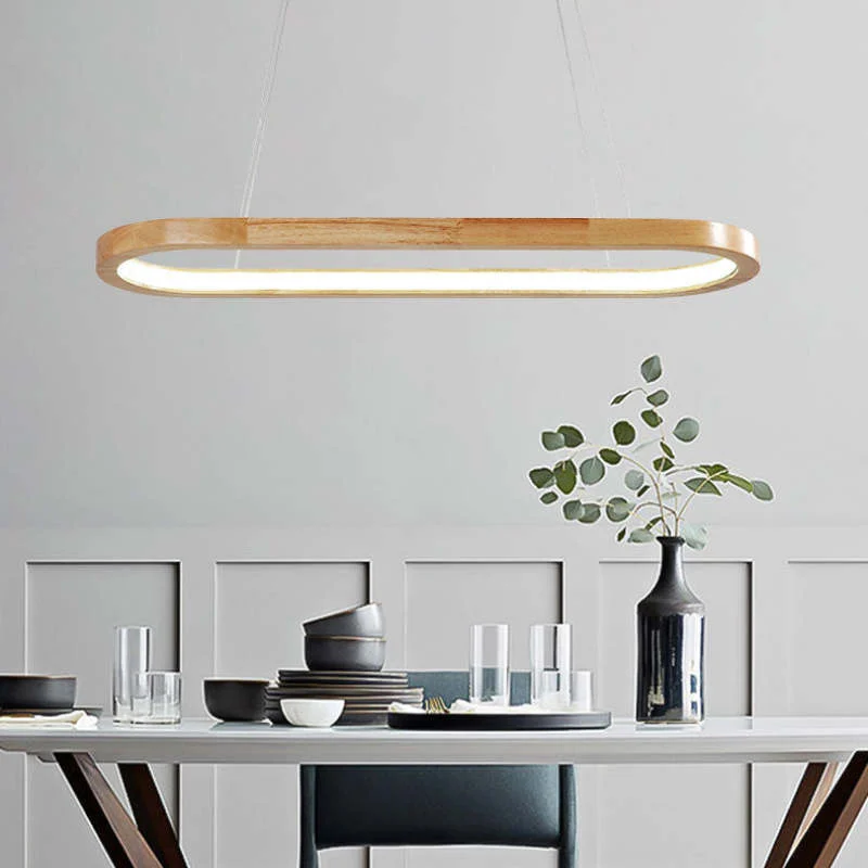 Muto Simple Nordica Ovalada Madera/Acrílico Lámpara Colgante Madera