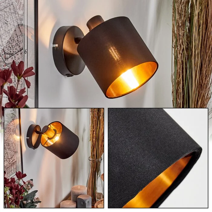 Alsen Apliques, Spot de pared Negro, 1 luz