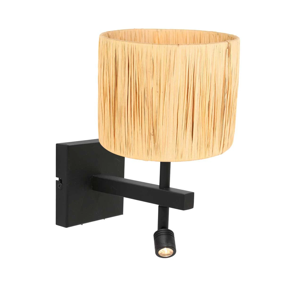 Aplique de pared con lámpara étnica para dormitorio Steinhauer Stang naturel y negro