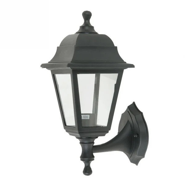 Aplique de Exterior Clásico Negro Cristal / Policarbonato 1xE27 IP44