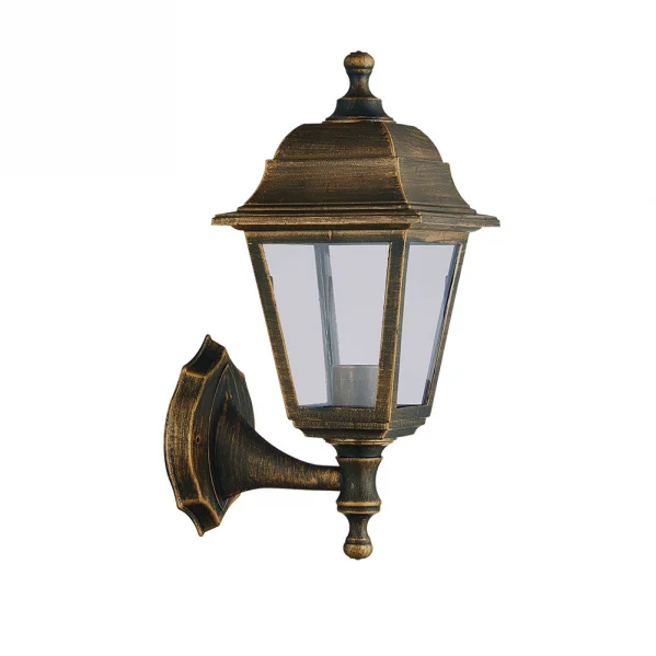 Aplique de Exterior Clásico Oro viejo Cristal / Policarbonato 1xE27 IP44
