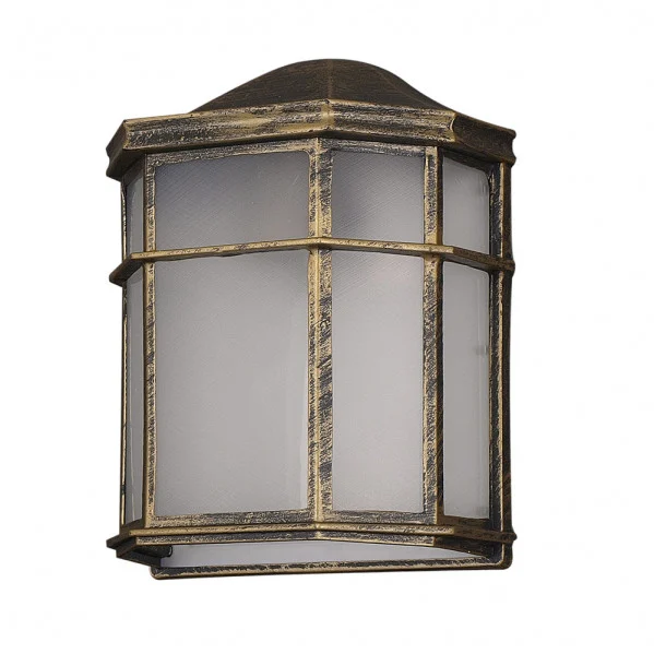 Aplique de Exterior Clásico Negro / Oro Aluminio / Policarbonato 1xE27 IP44