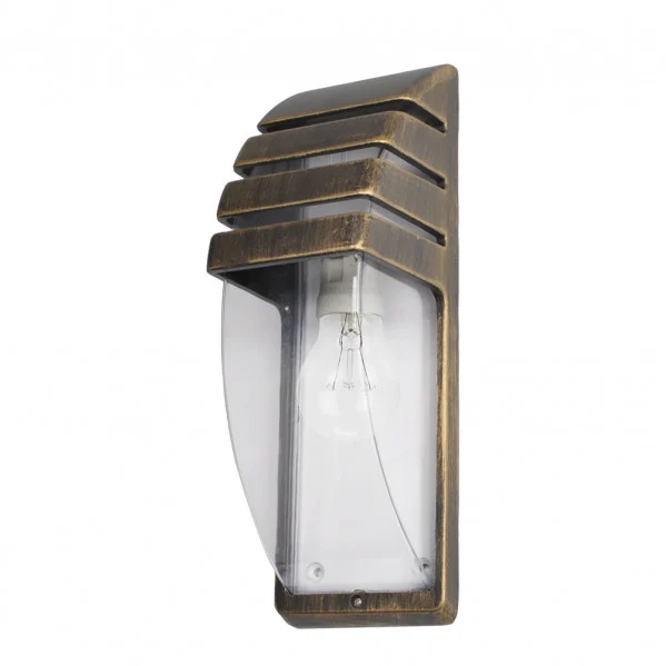 Aplique de Exterior  Negro / Oro Aluminio / Cristal 1xE27  IP44