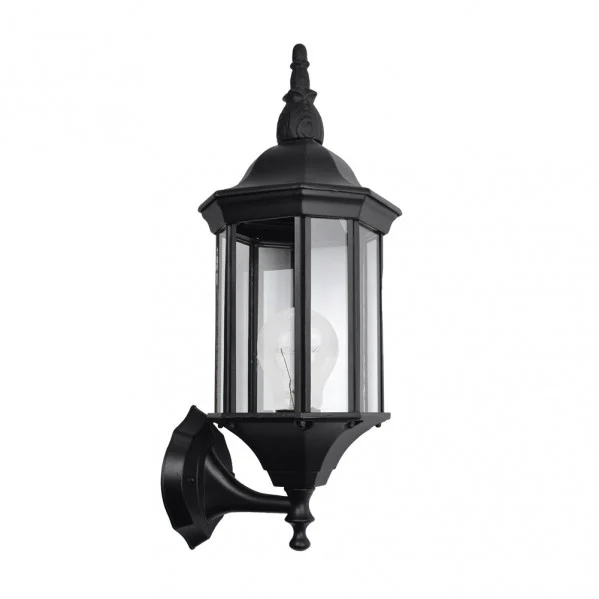 Aplique de Exterior Clásico Negro Aluminio / Cristal 1xE27 IP44