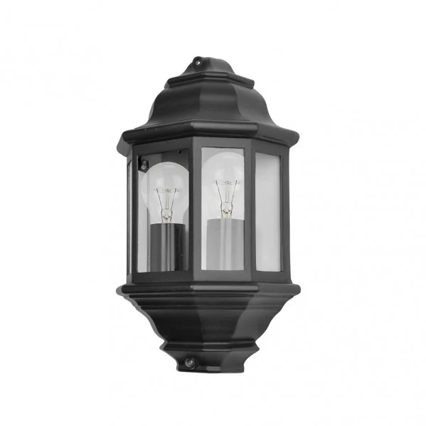 Aplique de Exterior Clásico Negro Aluminio / Cristal 2xE27 IP44