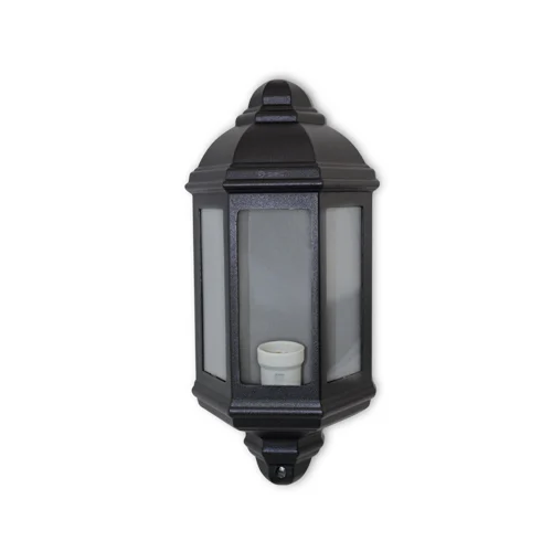 Aplique Farol Negro Aluminio 3 Lados para Jardín IP44 (1XE27)