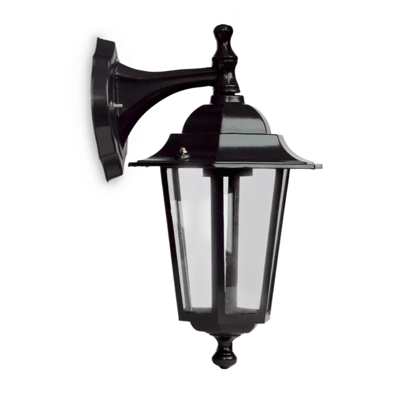 Aplique Farol Negro Aluminio con Brazo Superior para Jardín IP44 42cm (1XE27)